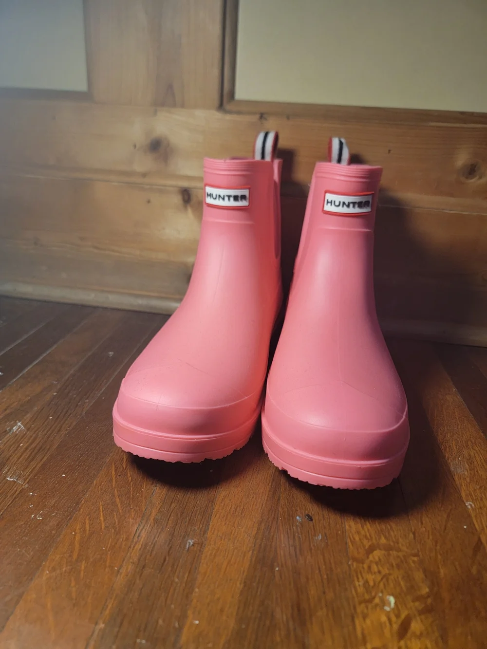 Hunter Pink Chelsea Rain Ankle Boots